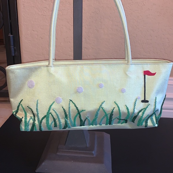 lynne jerome Handbags - ⛳️ Lynne Jerome Beaded Golf Purse handbag- Lime Green